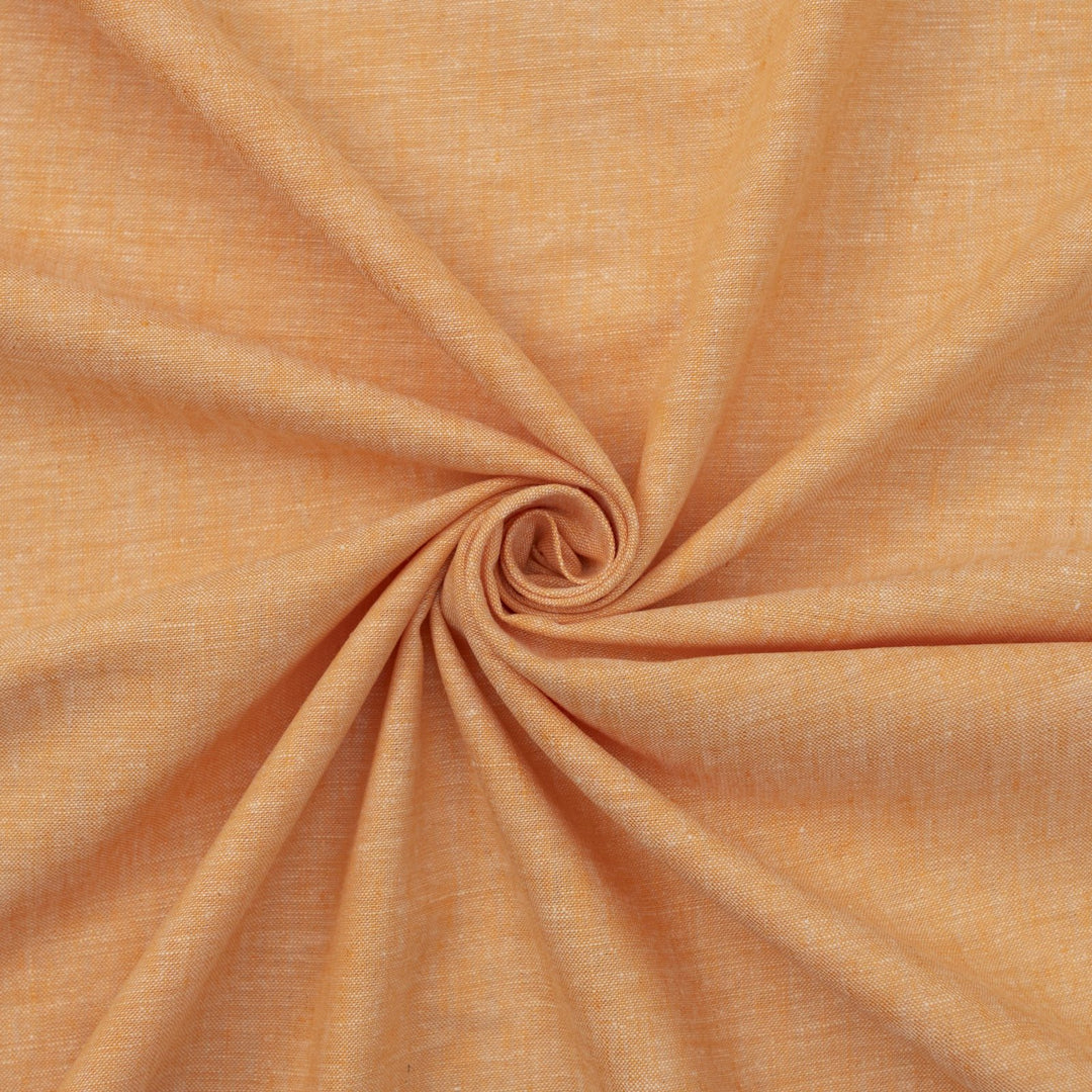 Tangerine marl chambray linen fabric – lightweight, 100% linen, 57 inches wide, breathable, soft drape for dresses, blouses, and skirts
