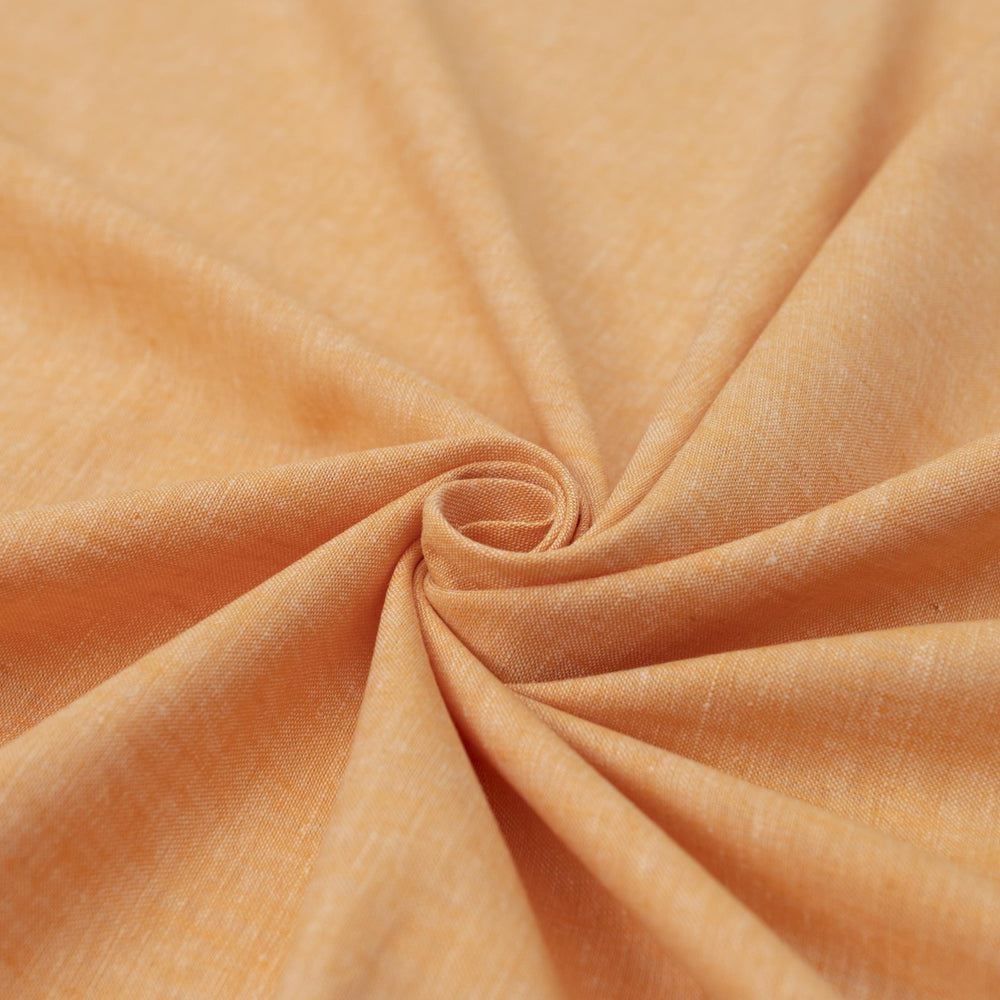 Tangerine marl chambray linen fabric – lightweight, 100% linen, 57 inches wide, breathable, soft drape for dresses, blouses, and skirts