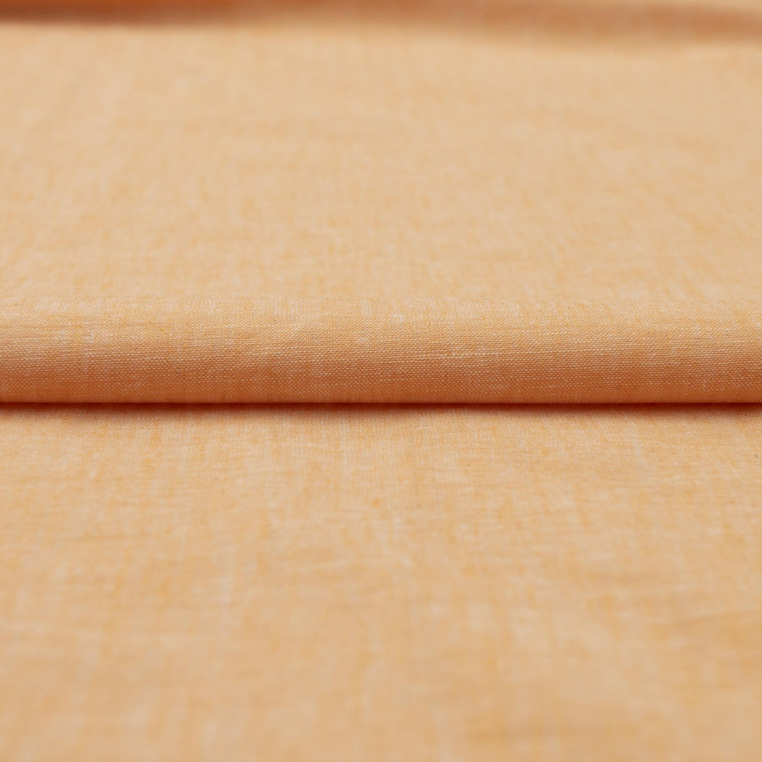 Tangerine marl chambray linen fabric – lightweight, 100% linen, 57 inches wide, breathable, soft drape for dresses, blouses, and skirts
