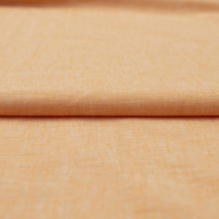 Tangerine marl chambray linen fabric – lightweight, 100% linen, 57 inches wide, breathable, soft drape for dresses, blouses, and skirts
