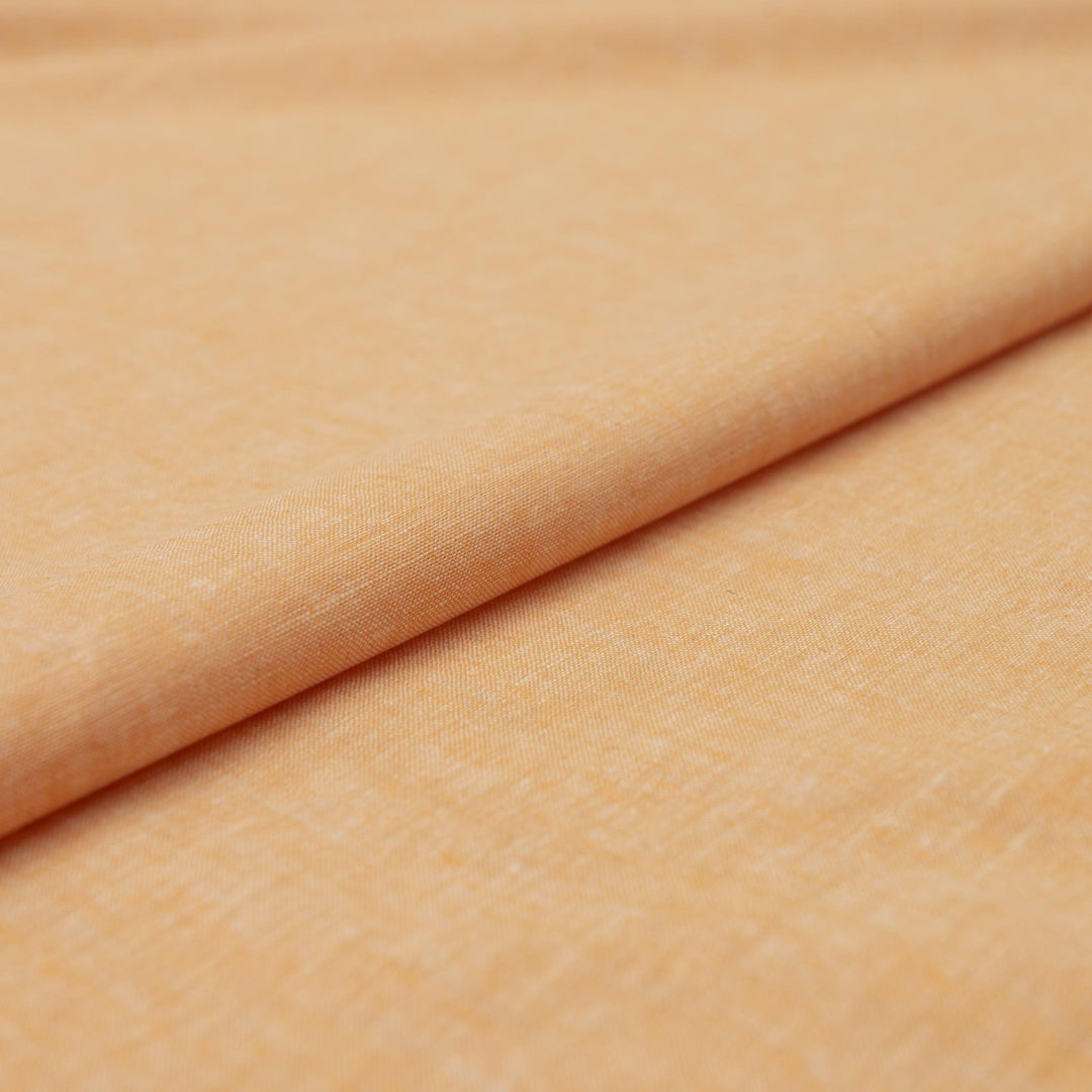 Tangerine marl chambray linen fabric – lightweight, 100% linen, 57 inches wide, breathable, soft drape for dresses, blouses, and skirts