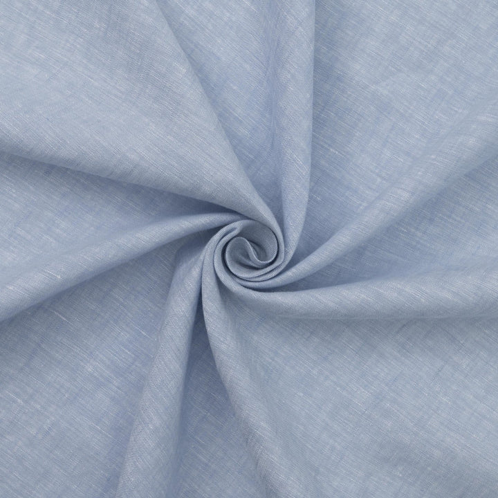 Pale blue chambray linen fabric – lightweight, 100% linen, breathable, 57 inches wide, soft drape for summer dresses and blouses