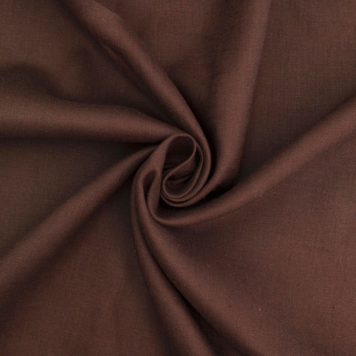 Russet brown linen fabric – 100% linen, 53 inches wide, breathable with soft drape, ideal for dresses, skirts, pants, and blouses