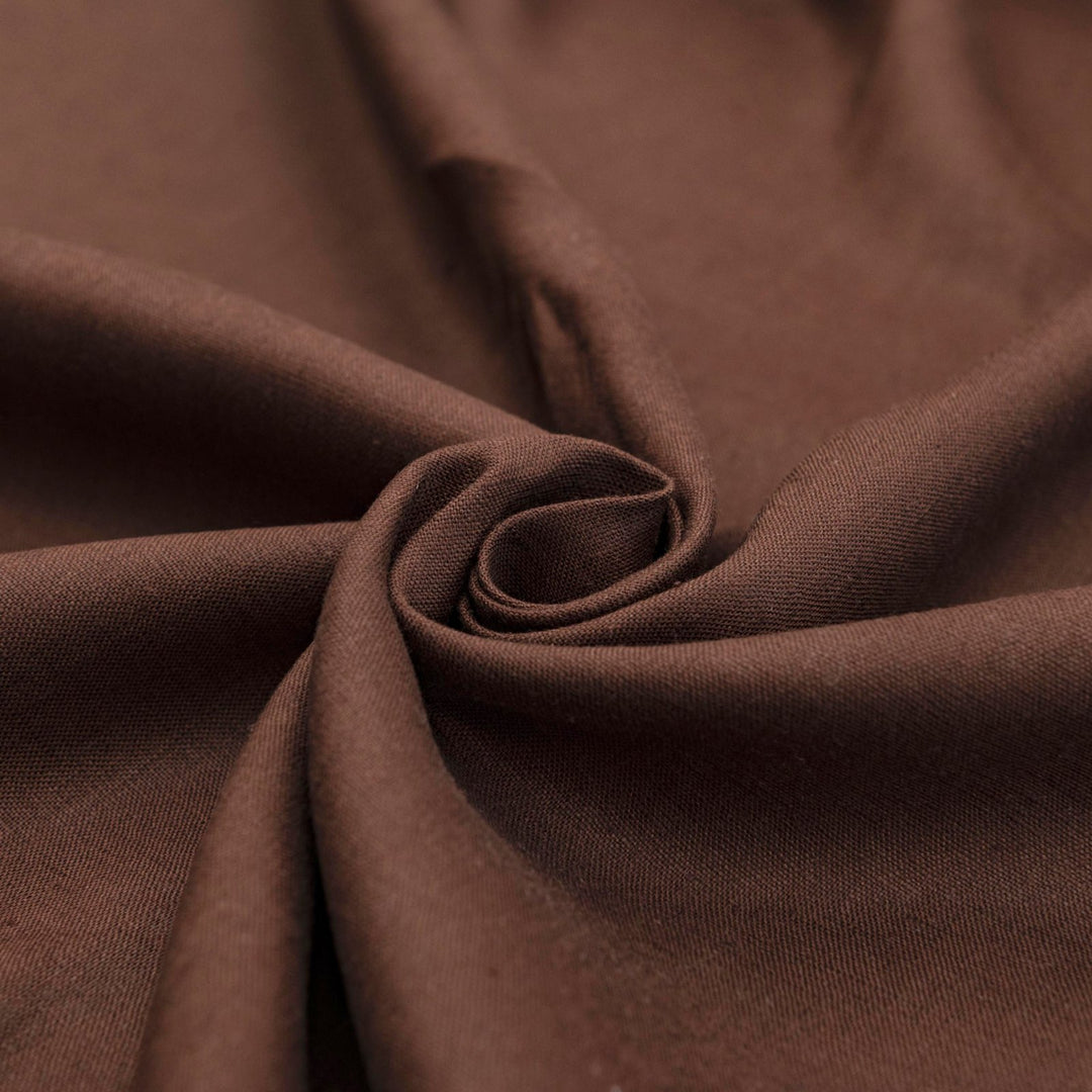 Russet brown linen fabric – 100% linen, 53 inches wide, breathable with soft drape, ideal for dresses, skirts, pants, and blouses