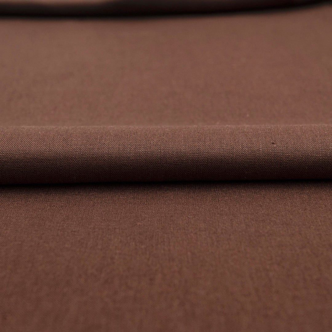 Russet brown linen fabric – 100% linen, 53 inches wide, breathable with soft drape, ideal for dresses, skirts, pants, and blouses