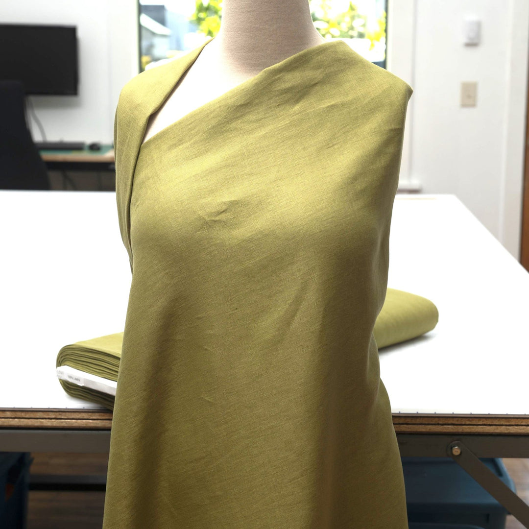Celadon shirt-weight linen fabric for summer dresses and blouses