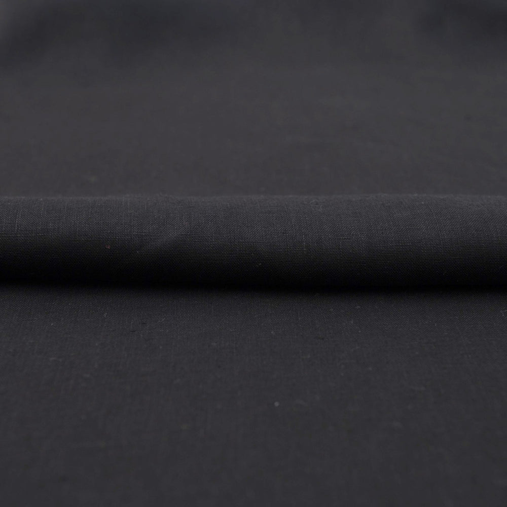 Black shirt-weight linen fabric for tailored blouses and dresses