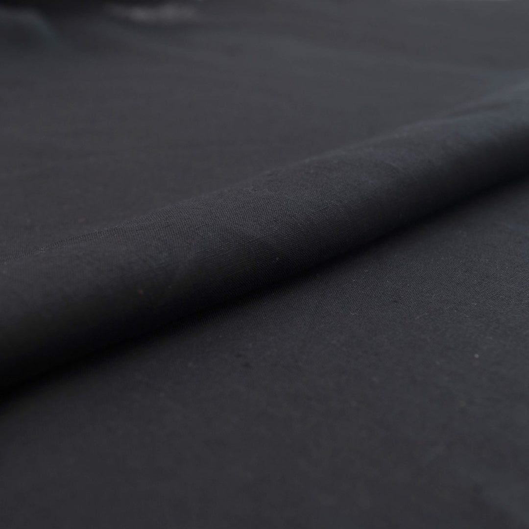 Black shirt-weight linen fabric for tailored blouses and dresses