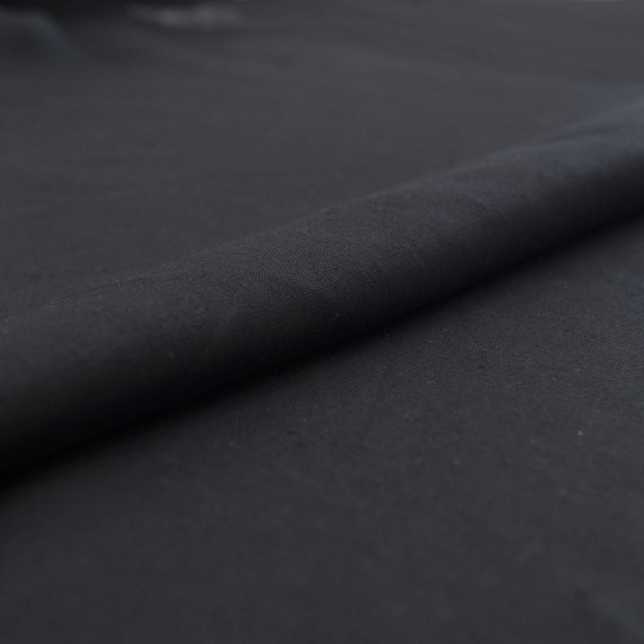 Black shirt-weight linen fabric for tailored blouses and dresses