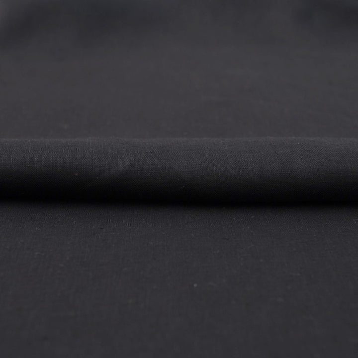 Black shirt-weight linen fabric for tailored blouses and dresses