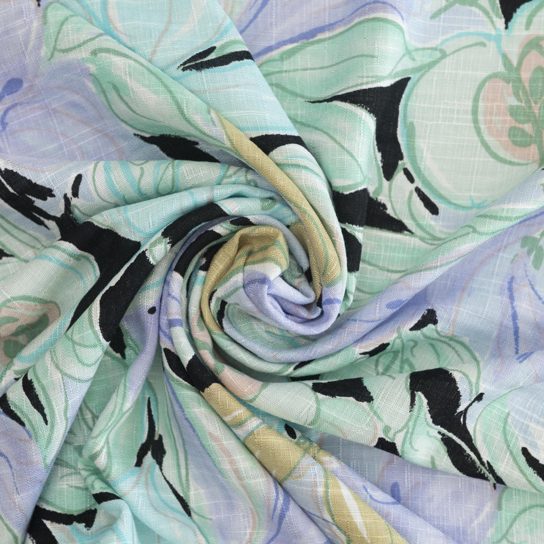 floral linen dress fabric Water Multi Colors Floral Light Weight 100% Linen Fabric By The Yard, 57"Width, CL1117 Yard / Maize