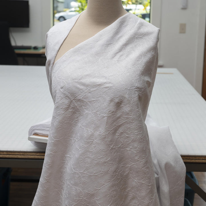 Delicate embroidered linen for minimalist sewing projects