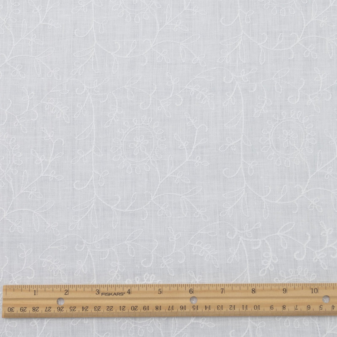 Delicate embroidered linen for minimalist sewing projects