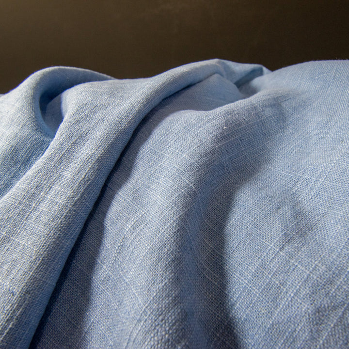 "Linen Cotton Blend Spring Green – Mid-weight 55% linen and 45% cotton fabric, ideal for blazers, pants, and dresses"

