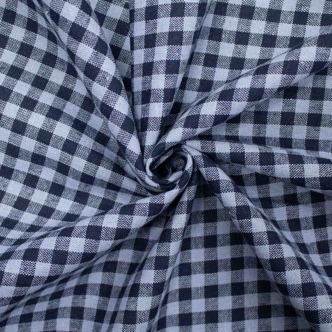 Linen Cotton Yarn Dye - Denim Gingham
