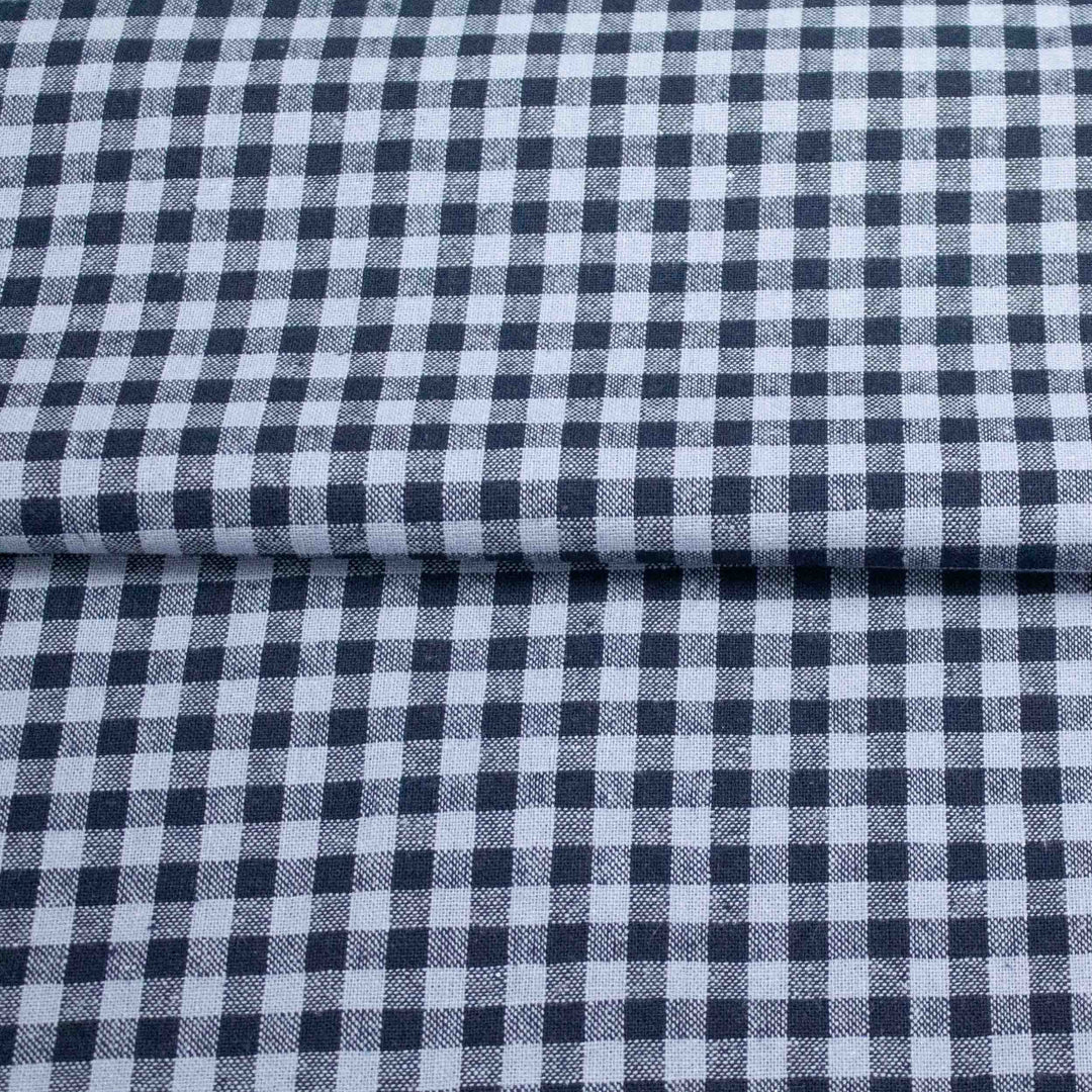 Linen Cotton Yarn Dye - Denim Gingham