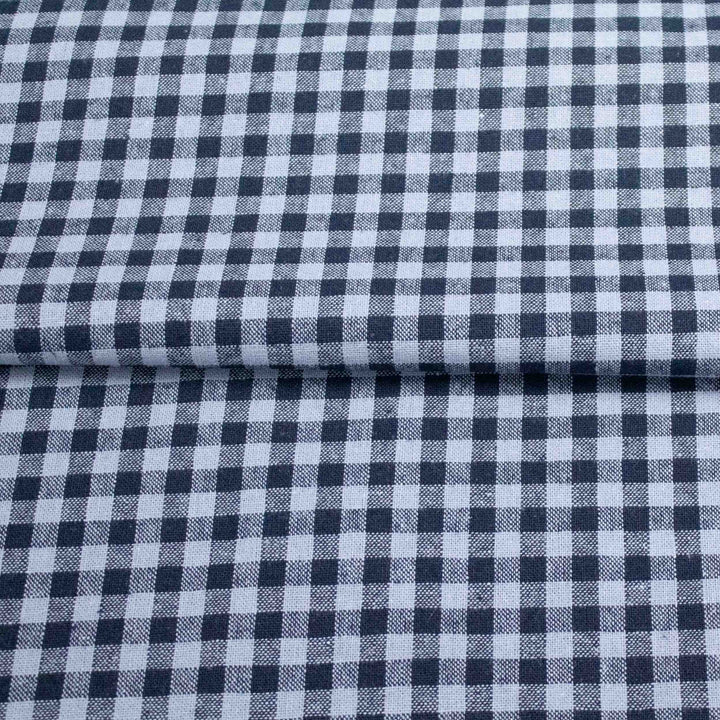 Linen Cotton Yarn Dye - Denim Gingham