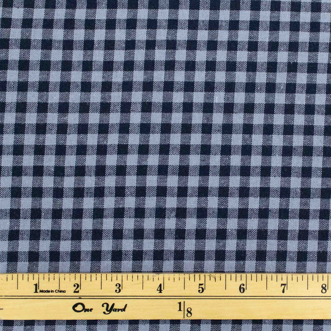 Linen Cotton Yarn Dye - Denim Gingham