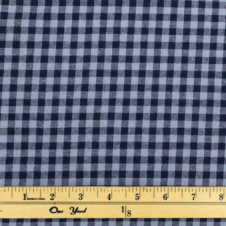 Linen Cotton Yarn Dye - Denim Gingham
