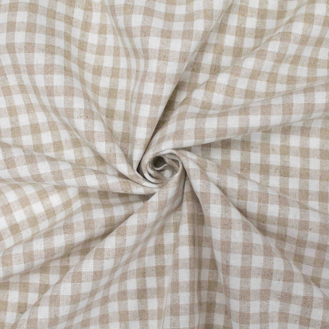 Linen Cotton Yarn Dye - Natural Gingham