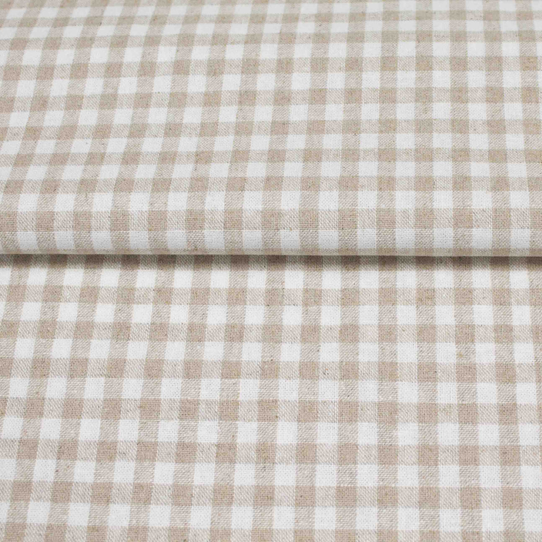 Linen Cotton Yarn Dye - Natural Gingham