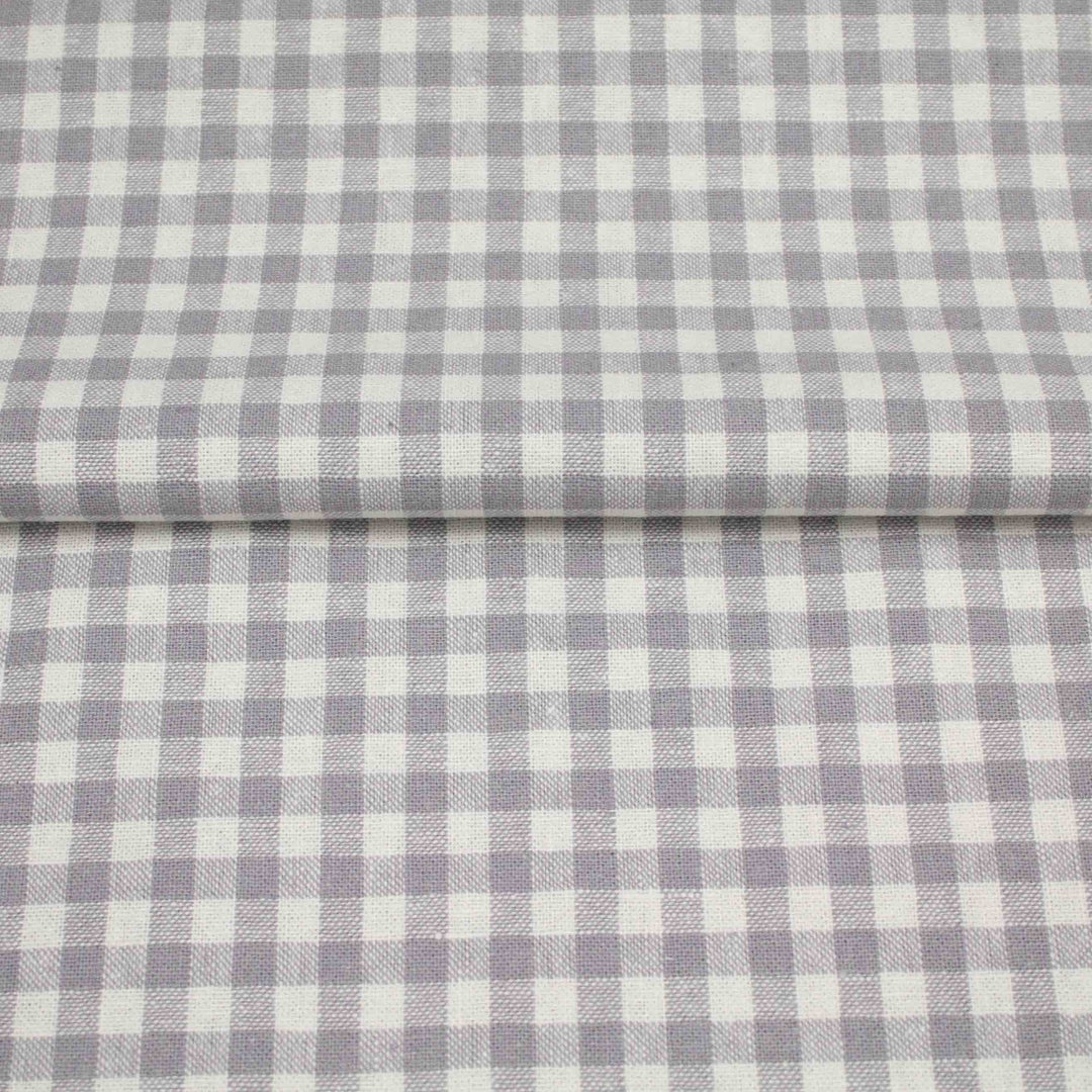 Linen Cotton Yarn Dye - Steel Gingham
