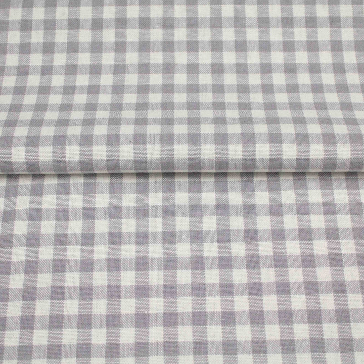 Linen Cotton Yarn Dye - Steel Gingham