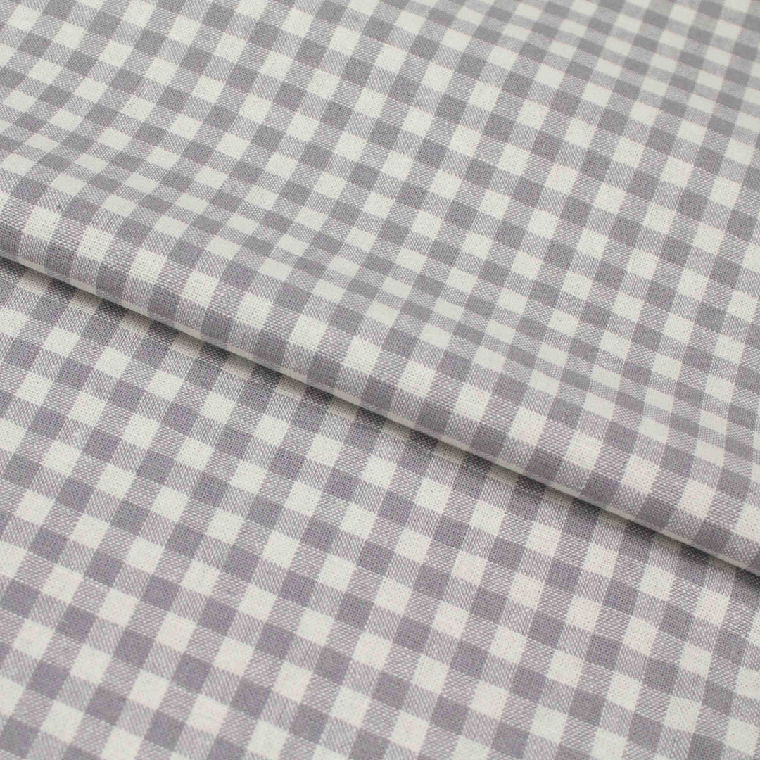 Linen Cotton Yarn Dye - Steel Gingham