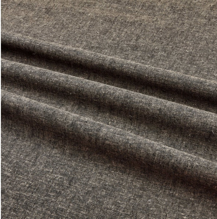 "Linen/Rayon Yarn Dye – Espresso brown fabric with subtle tonal texture, 55% linen 45% rayon blend, 6 oz medium weight"

