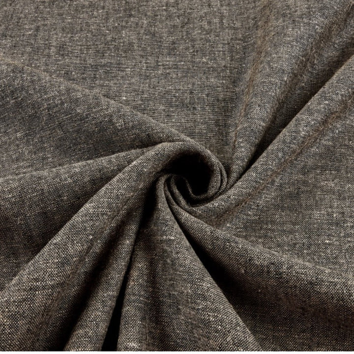"Linen/Rayon Yarn Dye – Espresso brown fabric with subtle tonal texture, 55% linen 45% rayon blend, 6 oz medium weight"


