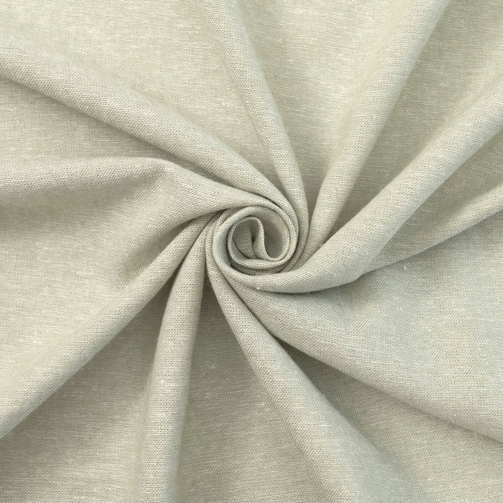 Close-up of Linen/Rayon Yarn Dye fabric in moss green showing yarn-dyed texture and color variation.