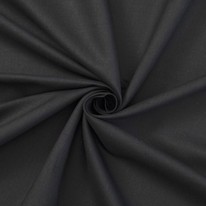 Black linen and cotton blend fabric for sewing dresses and tops