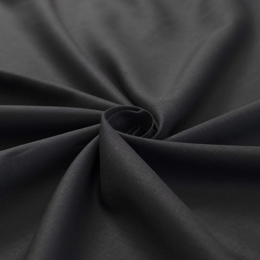 Black linen and cotton blend fabric for sewing dresses and tops