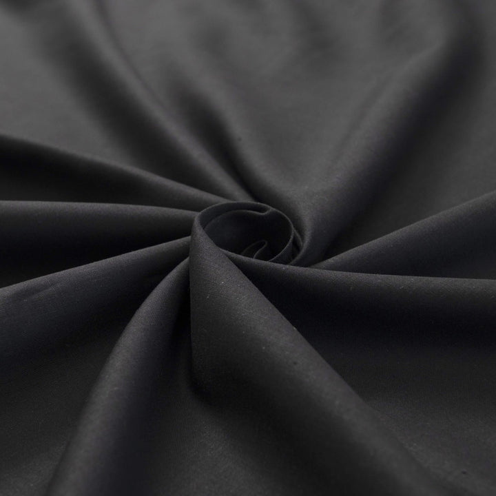 Black linen and cotton blend fabric for sewing dresses and tops