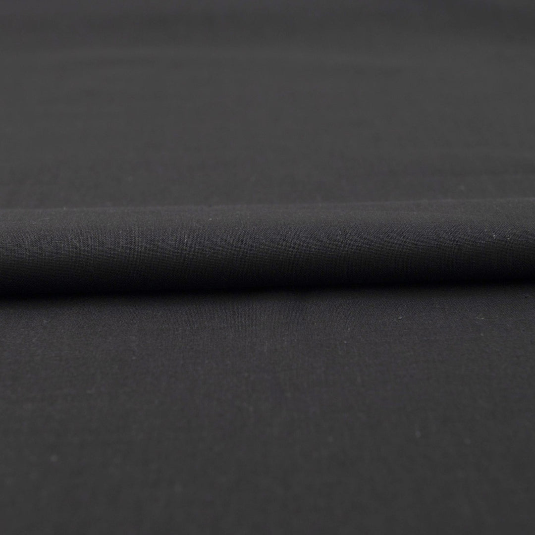 Black linen and cotton blend fabric for sewing dresses and tops