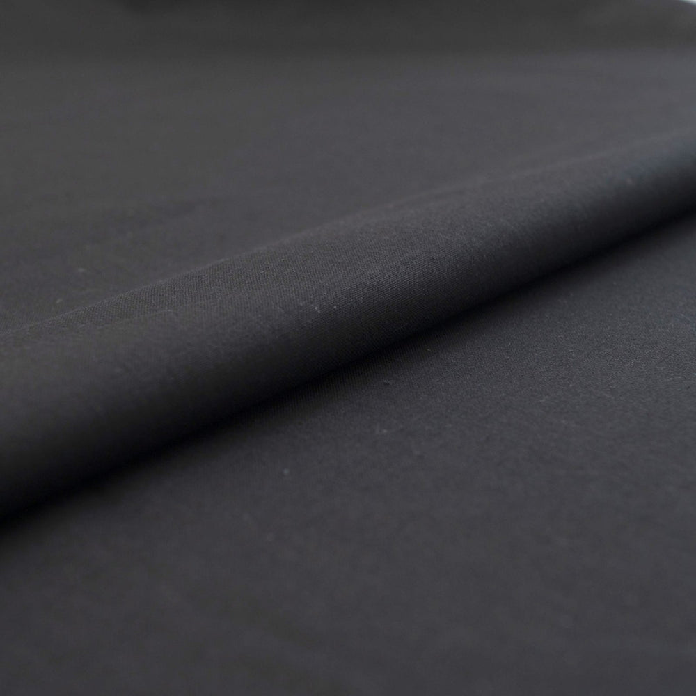 Black linen and cotton blend fabric for sewing dresses and tops