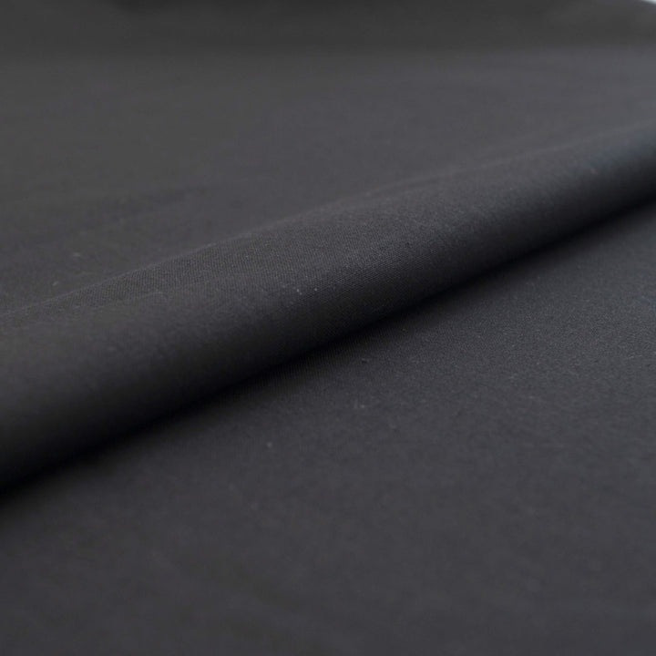 Black linen and cotton blend fabric for sewing dresses and tops