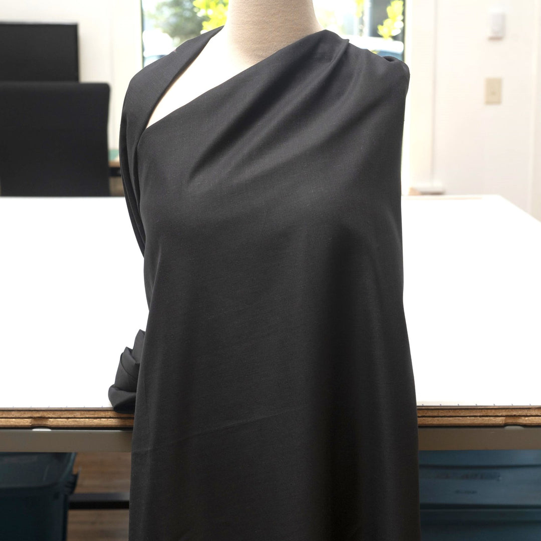 Black linen and cotton blend fabric for sewing dresses and tops