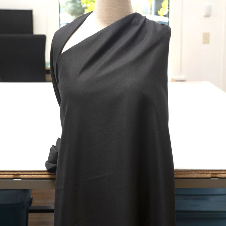 Black linen and cotton blend fabric for sewing dresses and tops