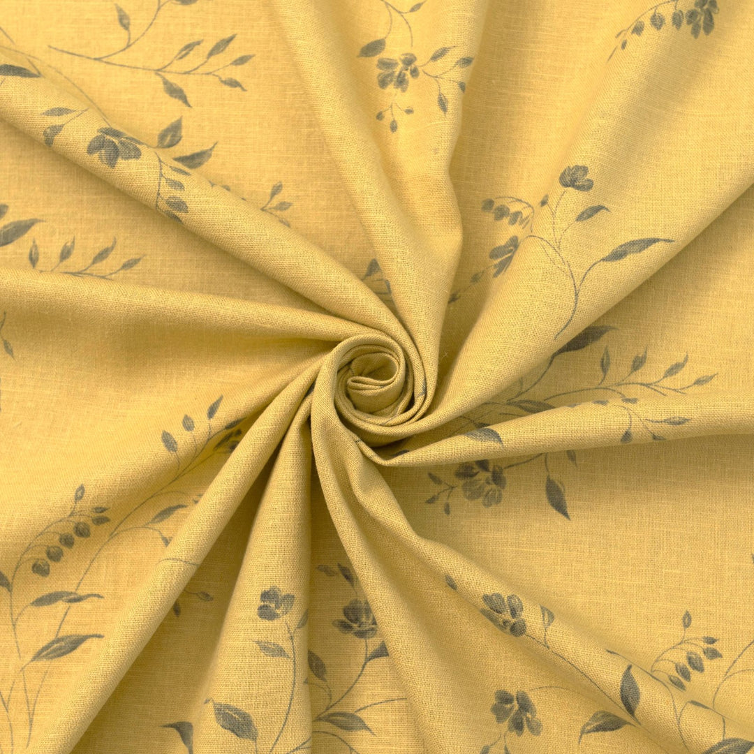 Citrus floral vine linen cotton fabric for summer dresses