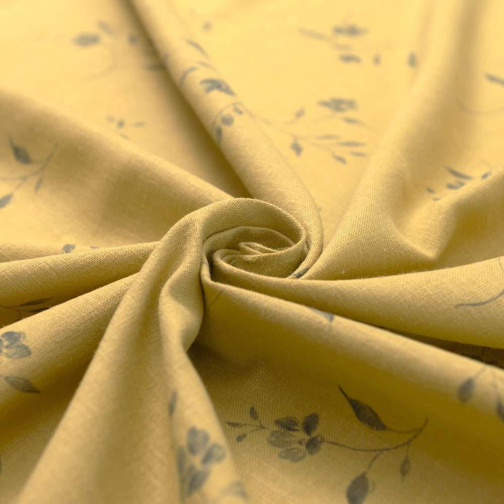 Citrus floral vine linen cotton fabric for summer dresses