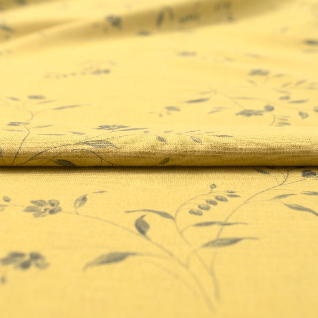 Citrus floral vine linen cotton fabric for summer dresses
