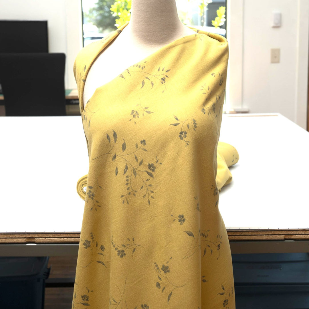 Citrus floral vine linen cotton fabric for summer dresses