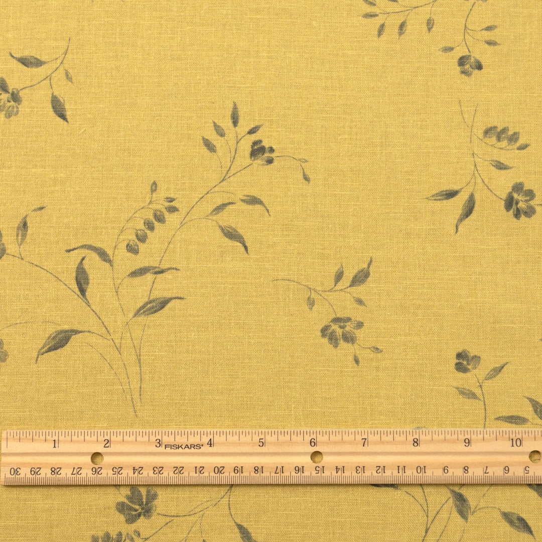 Citrus floral vine linen cotton fabric for summer dresses