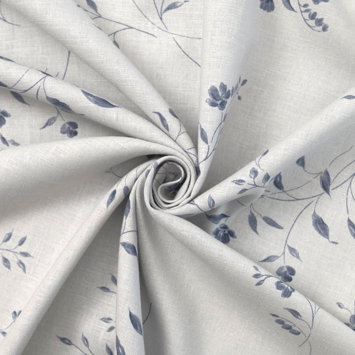 Grey floral vine linen cotton fabric for sophisticated dresses
