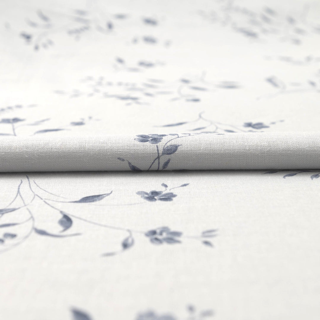Grey floral vine linen cotton fabric for sophisticated dresses