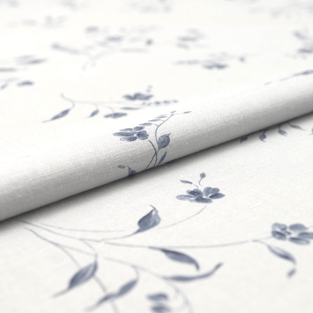 Grey floral vine linen cotton fabric for sophisticated dresses