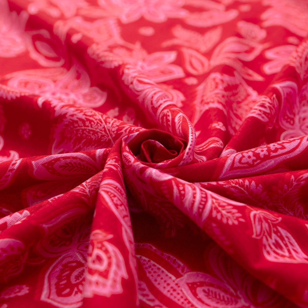 Tropical lotus floral linen cotton fabric for vibrant sundresses