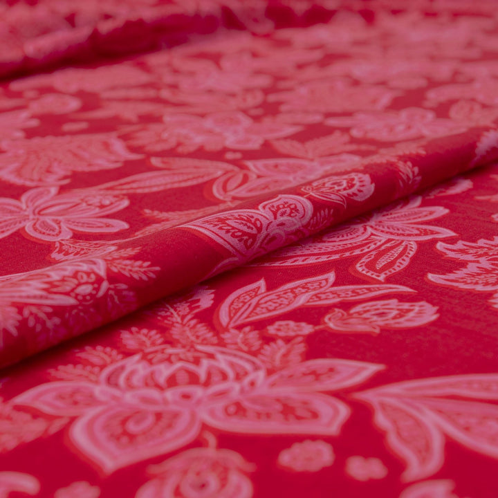 Tropical lotus floral linen cotton fabric for vibrant sundresses