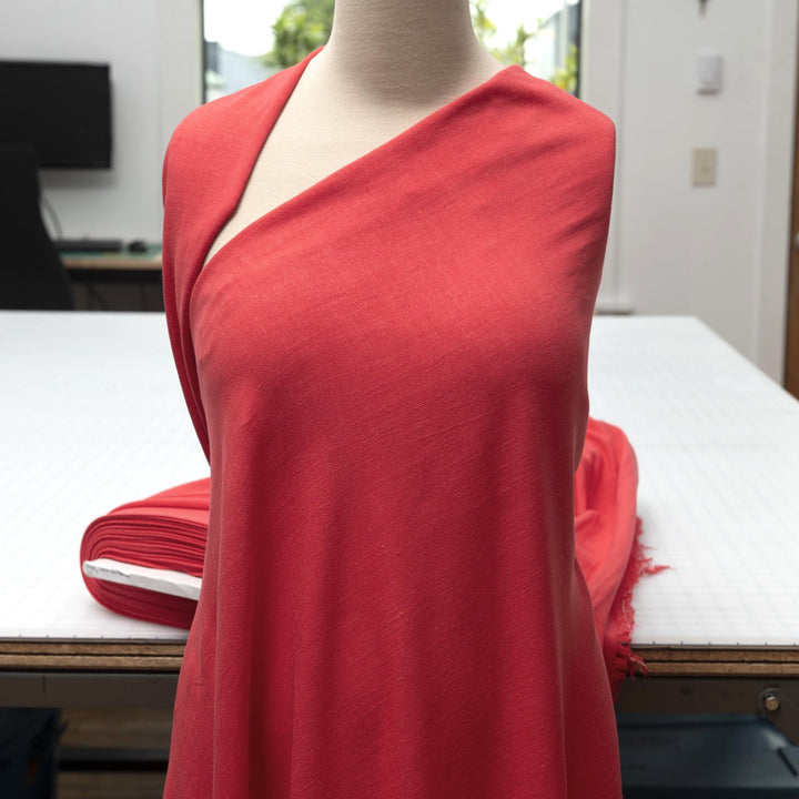 Coral linen-rayon blend fabric for summer dresses and blouses